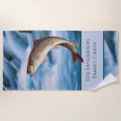 Vissers vliegen vliegend vliegen regenboogforel bl strandlaken (Voorkant)