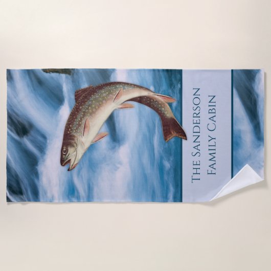 Vissers vliegen vliegend vliegen regenboogforel bl strandlaken (Voorkant)