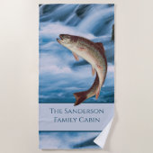 Vissers vliegen vliegend vliegen regenboogforel bl strandlaken (Voorkant)