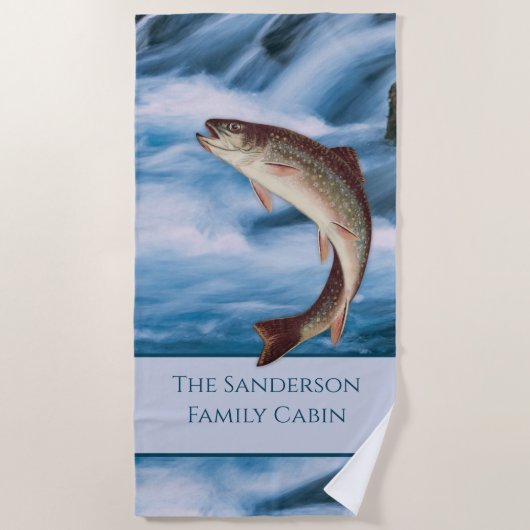 Vissers vliegen vliegend vliegen regenboogforel bl strandlaken (Voorkant)