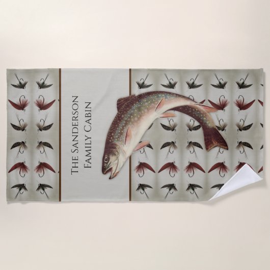 Vissers vliegen vliegende vliegen regenboogforel R Strandlaken (Voorkant)