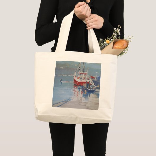 Vissers zalmvis grote tote bag (Voorkant (product))