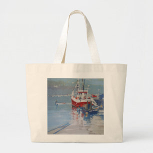 Vissers zalmvis grote tote bag