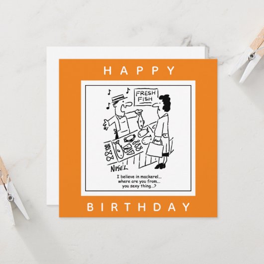 Vissers zingen over makreel-Cartoon Kaart (Voorkant / Achterkant in situ)