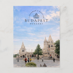 Vissersbastion   Boedapest Hongarije Aquarel Feestdagenkaart