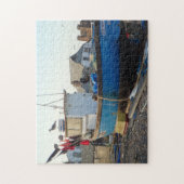 vissersboot bemand door de kustfoto van het zee legpuzzel (Verticaal)