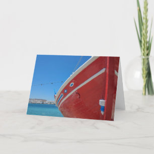 Vissersboot in de Haven van Mykonos in Cycladen Kaart