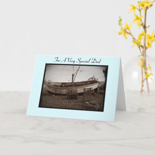 vissersboot met kreeften op strand kaart (Gele Bloem)