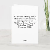 Vissersbootkok - Kerstmis 1938 Feestdagen Kaart (Achterkant)