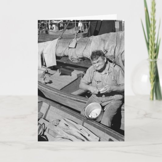 Vissersbootkok - Kerstmis 1938 Feestdagen Kaart (Voorkant)