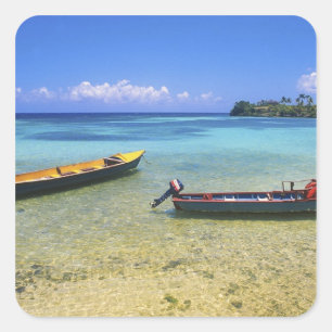 Vissersboten, Boston Beach, Port Antonio, Vierkante Sticker