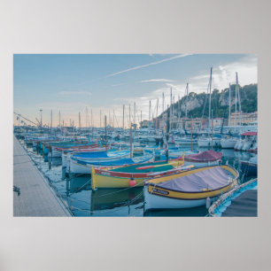 Vissersboten in de haven van Nice, Frankrijk Poster