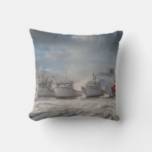 vissersboten in de sneeuw