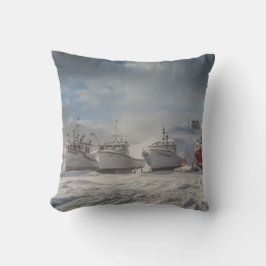 vissersboten in de sneeuw kussen