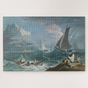 Vissersboten in een storm legpuzzel