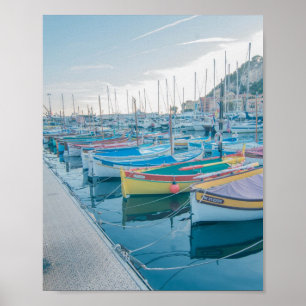 Vissersboten in Nice, Franse Riviera Poster