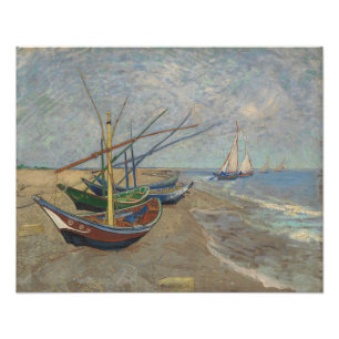 Vissersboten op het strand van Les Saintes-Maries Foto Afdruk