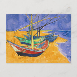 Vissersboten op het strand van Vincent Van Gogh Briefkaart