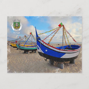 Vissersboten van Nazare, Portugal Briefkaart