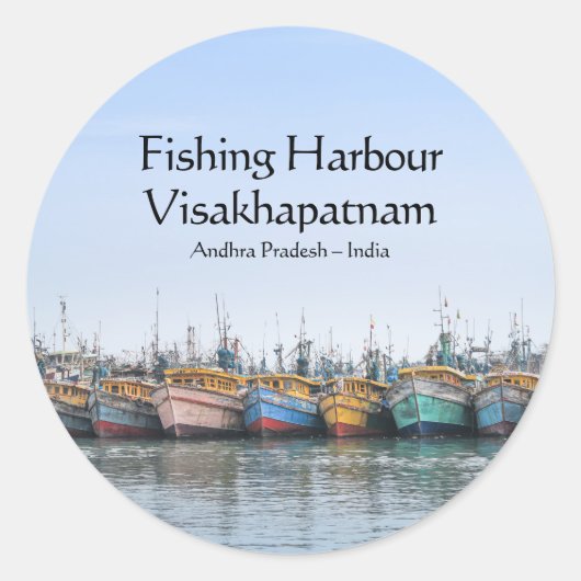 Vissershaven Vizag Ronde Sticker (Voorkant)