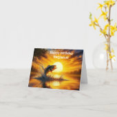 visserskunst springen zonsondergang Happy Birthday Kaart (Gele Bloem)