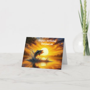 visserskunst springen zonsondergang Happy Birthday Kaart