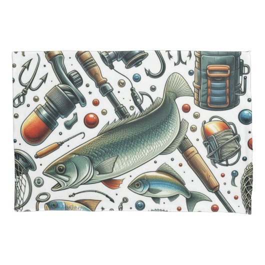 Visserskussen Bass Vis Pillowcase Kussensloop (Voorkant)