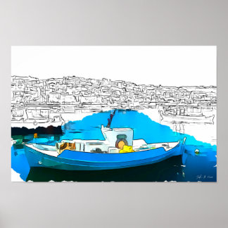 Vissersvaartuig in Koroni Harbour A1 - Poster