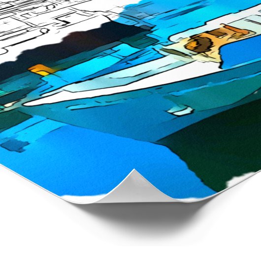 Vissersvaartuig in Koroni Harbour A1 - Poster (Hoek)