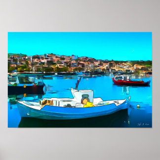 Vissersvaartuig in Koroni Harbour A2 - Poster