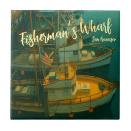 Vissersvloot bij Fisherman's Wharf, San Francisco Tegeltje