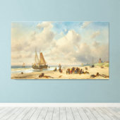 Vissersvolk Op Het Strand Canvas Afdruk (Insitu (Houten vloer))