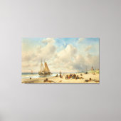 Vissersvolk Op Het Strand Canvas Afdruk (Voorkant)