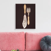 Visservers met gekerfde ivoren handvatten canvas afdruk (Insitu (Woonkamer))