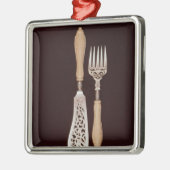 Visservers met gekerfde ivoren handvatten metalen ornament (Links)