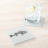 Visskelet Glazen Onderzetter (Schuin)