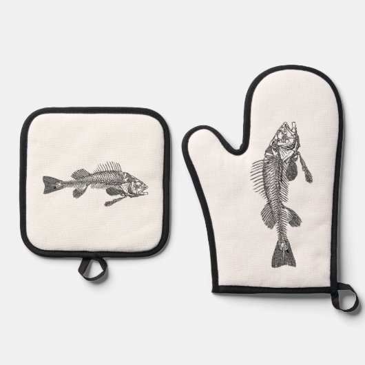 Visskelet Ovenwant & Pannenlap Set (Voorkant)