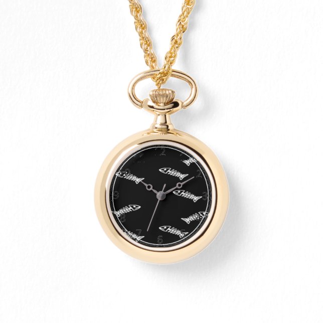 visskeletpatroon horloge (Voorkant)