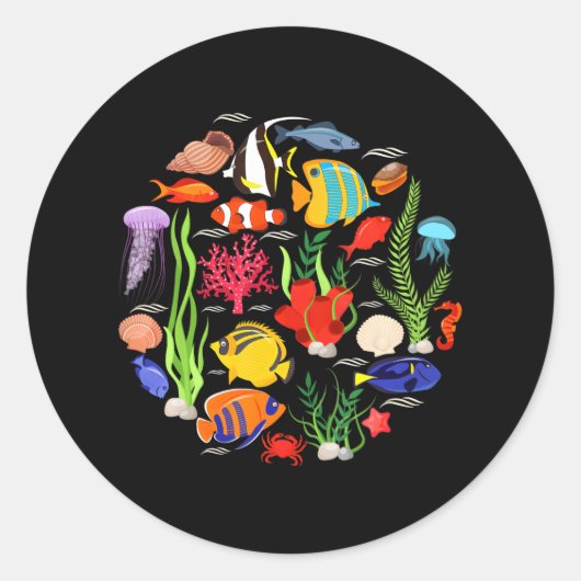 Vissoort Collectie Onderwater Zee Dier Ronde Sticker (Voorkant)
