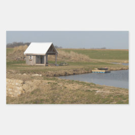 Visstekort in het land rechthoekige sticker