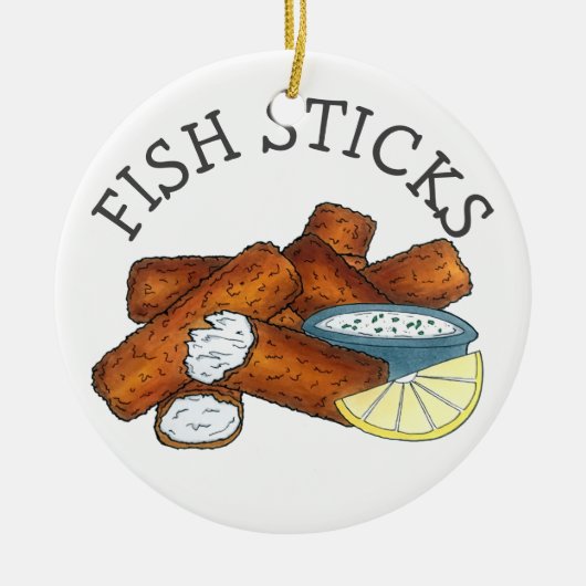 Vissticks Visvissingers Tartarsaus Keramisch Ornament (Voorkant)