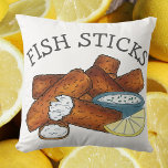 Vissticks Visvissingers Tartarsaus Kussen<br><div class="desc">Het ontwerp bevat een originele afbeelding van gefrituurde vissticks (visvingers) die zijn geserveerd met tarteersaus en een wig citroen. Dit ontwerp is ook beschikbaar op andere producten. Er zijn ook veel extra prints beschikbaar in deze winkel. Zie je niet wat je zoekt? Hulp nodig bij aanpassingen? Neem contact op met...</div>