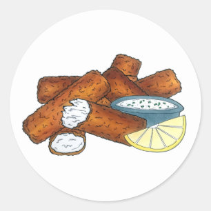 Vissticks Visvissingers Tartarsaus Ronde Sticker