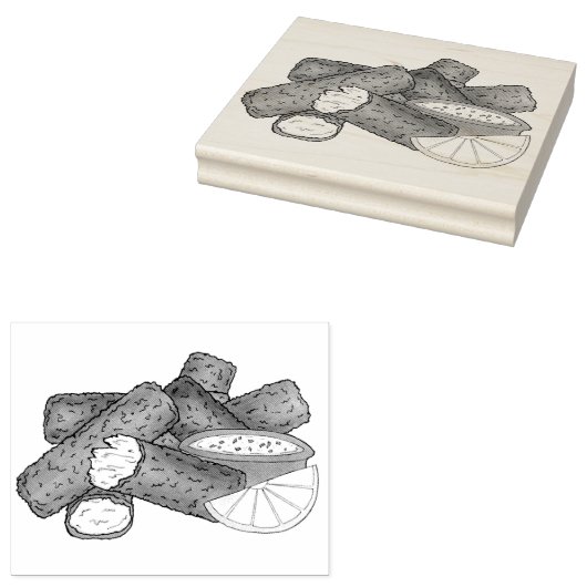 Vissticks Visvissingers Tartarsaus Rubberstempel (Gestempeld)