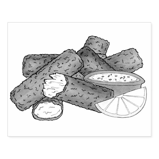 Vissticks Visvissingers Tartarsaus Rubberstempel (Afrduk)