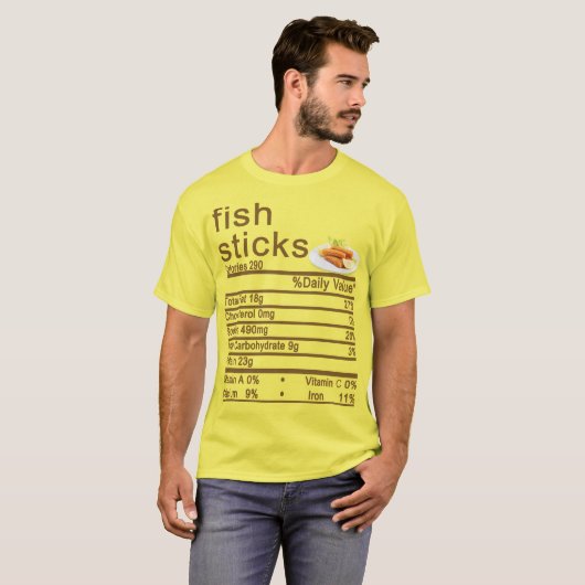 Vissticks Voedingsetiket T-shirt (Voorkant volledig)