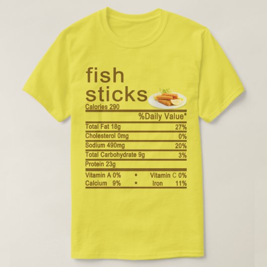 Vissticks Voedingsetiket T-shirt (Design voorkant)