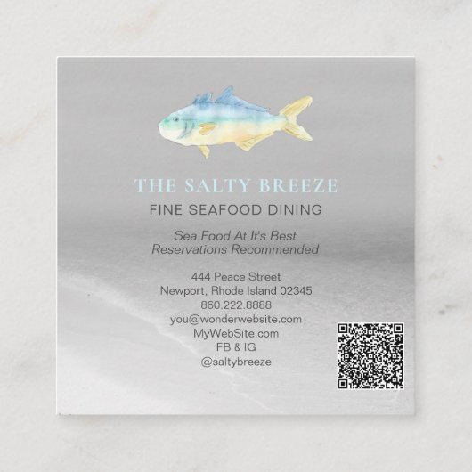 *~* visstrand Zandzand Zee die Tropisch ontmijnt Vierkante Visitekaartje (Achterkant)