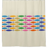 Visstreep Kleurrijke Minimalistische Mid Century M Douchegordijn (Voorkant)