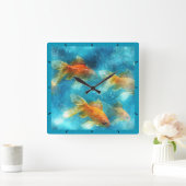 VISSWIMMING.  ORANJE VIS. VIERKANTE KLOK (Huis)